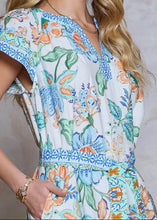 Load image into Gallery viewer, Split Neck Short Sleeve Tiered Mini Dress
