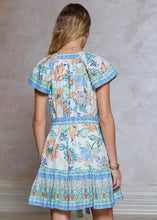 Load image into Gallery viewer, Split Neck Short Sleeve Tiered Mini Dress
