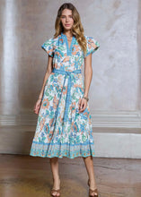 Load image into Gallery viewer, Split Neck Pleated Tiered Midi Dress
