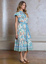 Load image into Gallery viewer, Split Neck Pleated Tiered Midi Dress
