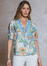 Load image into Gallery viewer, Printed Blouse With Contrast Quilted Yoke &amp; Tie
