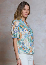 Load image into Gallery viewer, Printed Blouse With Contrast Quilted Yoke &amp; Tie
