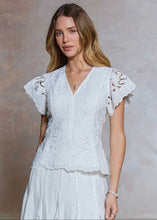 Load image into Gallery viewer, Lace V-Neck Short Sleeve Blouse
