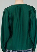 Load image into Gallery viewer, Jewel Green Split Neck Blouse
