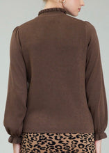 Load image into Gallery viewer, Brown Ruffled Collard Sweater
