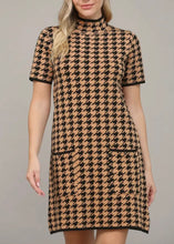 Load image into Gallery viewer, Houndstooth Mock Neck Sweater Dress
