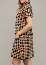 Load image into Gallery viewer, Houndstooth Mock Neck Sweater Dress
