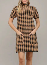 Load image into Gallery viewer, Houndstooth Mock Neck Sweater Dress
