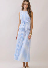 Load image into Gallery viewer, Striped Sleeveless Tie Waist Peplum Top
