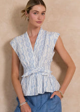Load image into Gallery viewer, Cap Sleeve Button Down Blouse With Front Bow Tie Detail
