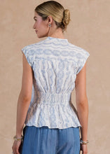 Load image into Gallery viewer, Cap Sleeve Button Down Blouse With Front Bow Tie Detail

