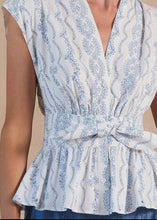 Load image into Gallery viewer, Cap Sleeve Button Down Blouse With Front Bow Tie Detail
