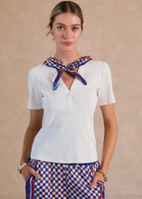 Load image into Gallery viewer, Split Neck Fitted Knit Top With Scarf
