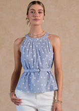 Load image into Gallery viewer, Halter Neck Pleated Detail Belted Top
