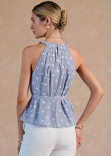 Load image into Gallery viewer, Halter Neck Pleated Detail Belted Top
