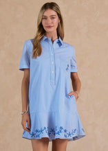 Load image into Gallery viewer, Collared Striped Mini Dress With Embroidery Detail
