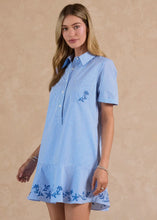 Load image into Gallery viewer, Collared Striped Mini Dress With Embroidery Detail
