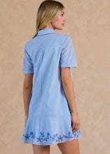 Load image into Gallery viewer, Collared Striped Mini Dress With Embroidery Detail
