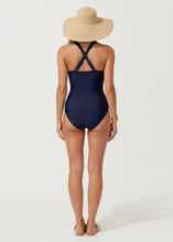 Load image into Gallery viewer, Laser Cut Detail Ruched Front One Piece Swimsuit
