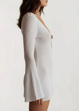 Load image into Gallery viewer, Deep V Neck Bell Sleeve Crochet Cover Up Mini Dress

