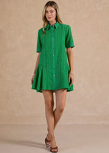 Load image into Gallery viewer, Collared Eyelet Embroidered Button Down Mini Dress
