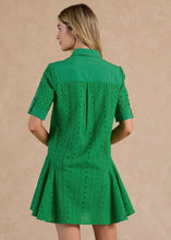 Load image into Gallery viewer, Collared Eyelet Embroidered Button Down Mini Dress
