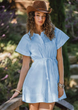 Load image into Gallery viewer, Tie Waist Collared Button Down Mini Dress
