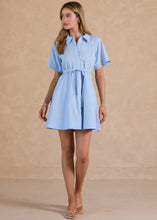 Load image into Gallery viewer, Tie Waist Collared Button Down Mini Dress
