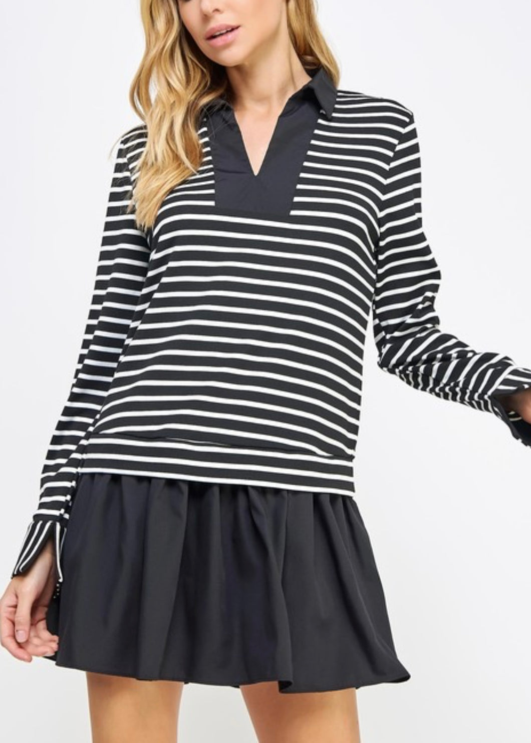 Contrast Woven Stripe Knit Mini Dress