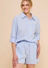 Load image into Gallery viewer, Blue Stripe Cotton Blend Button Up
