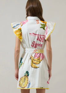 Island Ruffle Collared Mini Dress
