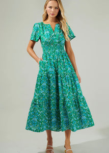 Alina Floral Poplin Tiered Maxi Dress