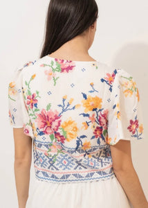 Floral Print Front Tie Top