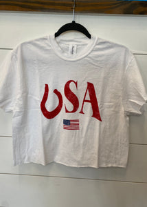 White Vintage USA Crop Top
