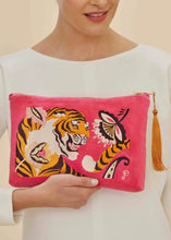 Load image into Gallery viewer, Velvet Tiger Embroidered Zip Pouch
