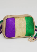 Load image into Gallery viewer, Faux Leather Mardi Gras Sparkle Front  Belt Bag
