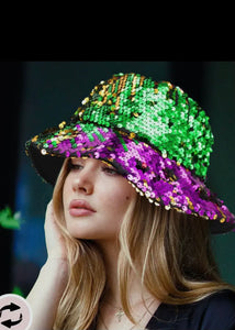 Mardi Gras Reversible Sequin Bucket Hat