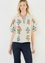 Load image into Gallery viewer, Collared V-Neck Embroidery Floral Top
