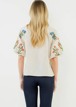 Load image into Gallery viewer, Collared V-Neck Embroidery Floral Top
