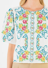 Load image into Gallery viewer, Floral Embroidery Top With Scallop Neckline
