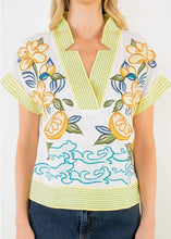 Load image into Gallery viewer, Lemon And Flowers Embroidery Top
