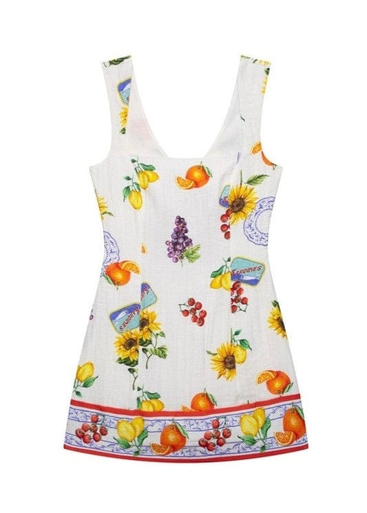Printed Sleeveless Bow Back Mini Dress