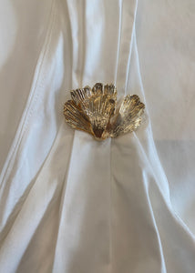 Shirred Mini Dress With Leaf Embellishment