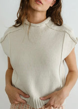 Load image into Gallery viewer, Oatmeal Mock Neck Exposed Seam Sweater Vest
