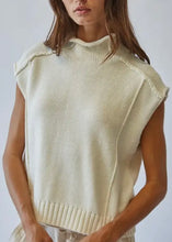 Load image into Gallery viewer, Oatmeal Mock Neck Exposed Seam Sweater Vest
