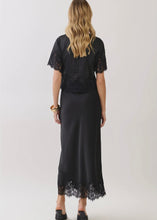Load image into Gallery viewer, Lace Trim Satin Maxi Skirt
