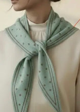Load image into Gallery viewer, Light Blue Dot Knit Triangle Scarf
