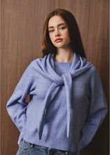 Load image into Gallery viewer, Light Blue Long Sleeve Sweater With Triangular Scarf
