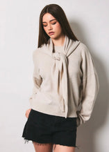 Load image into Gallery viewer, Beige Long Sleeve Sweater With Triangular Scarf
