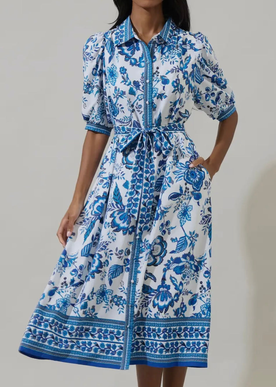 Floral Belted Midi Dress